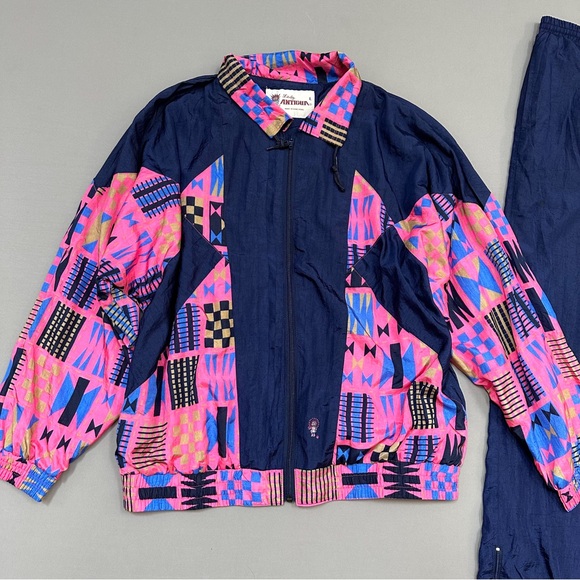 Vintage VTG woman’s ladies windbreaker tracksuit, jacket and pants, L. - Picture 3 of 11